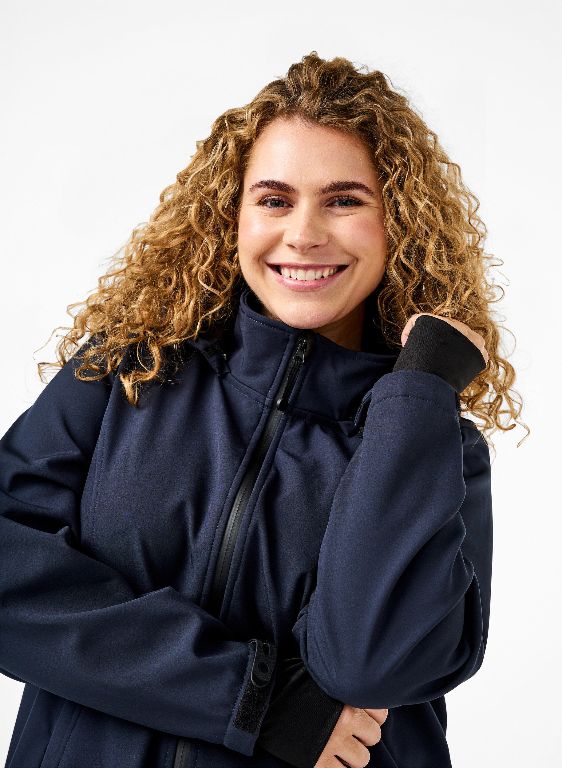 ZizzifashionShort softshell jacket with detachable hood, Blue, Model image number 4