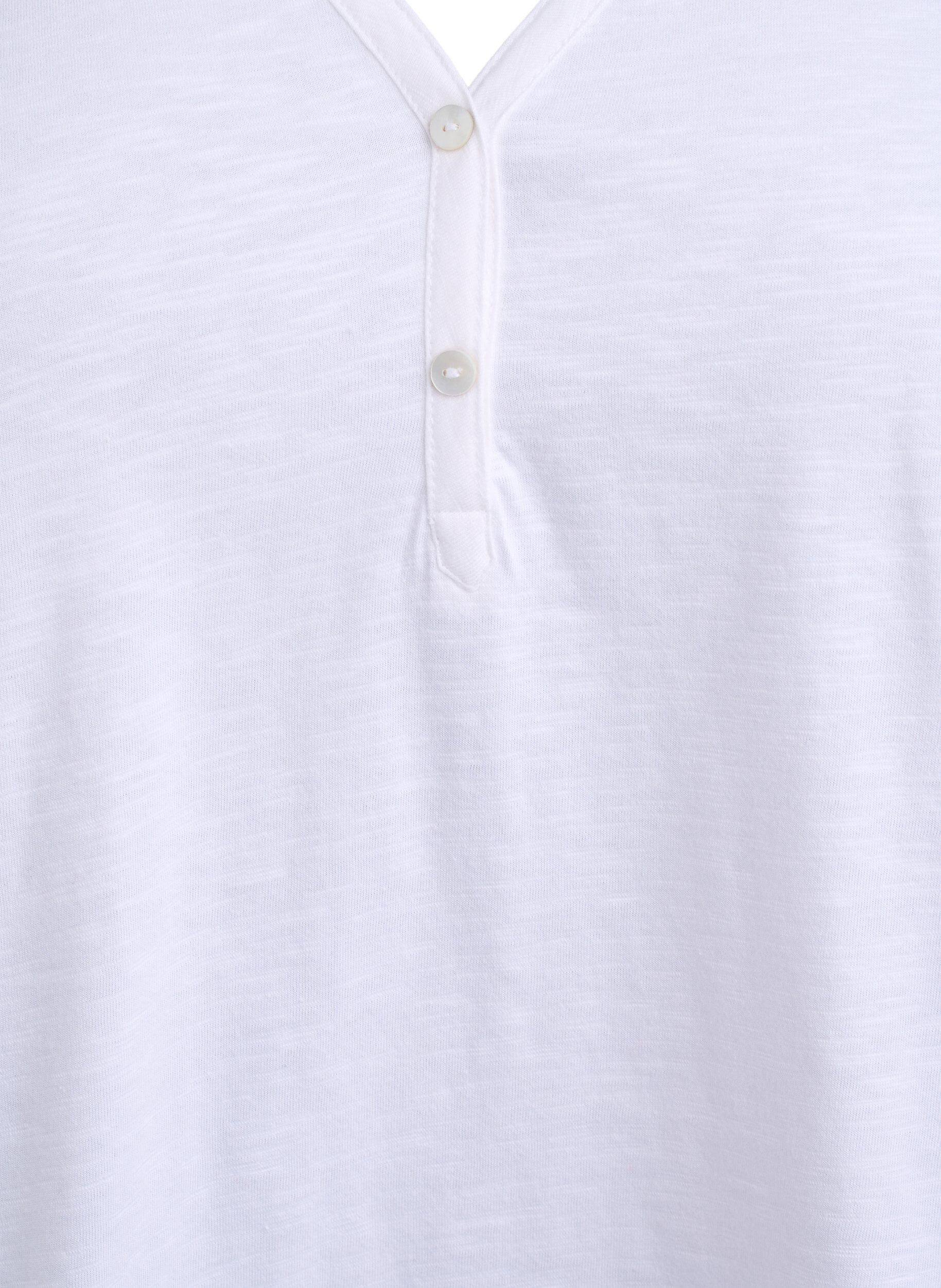 Zizzifashion FLASH - T-shirt with button detail, White, Packshot image number 2