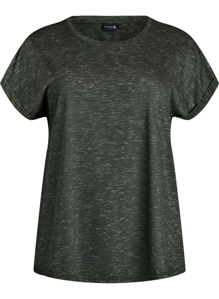 Loose workout t-shirt with short sleeves, Green, Packshot