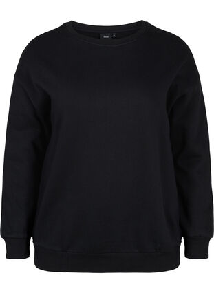 Cotton sweatshirt with lace details, Black, Packshot image number 0