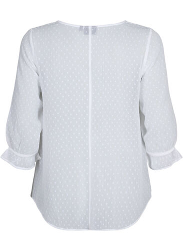 FLASH - Blouse with 3/4 sleeves and textured pattern, White, Packshot image number 1