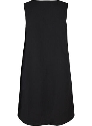 Sleeveless cotton dress with A-line cut, Black, Packshot image number 1