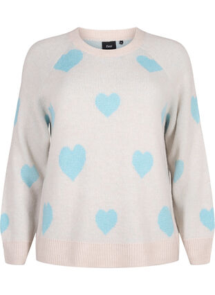 Pullover with hearts, P. Stone/Reef Waters, Packshot image number 0