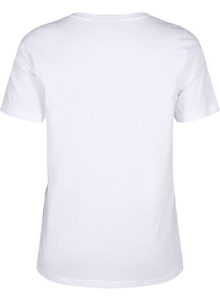 Cotton T-shirt with text print, B. White w. Flower, Packshot image number 1
