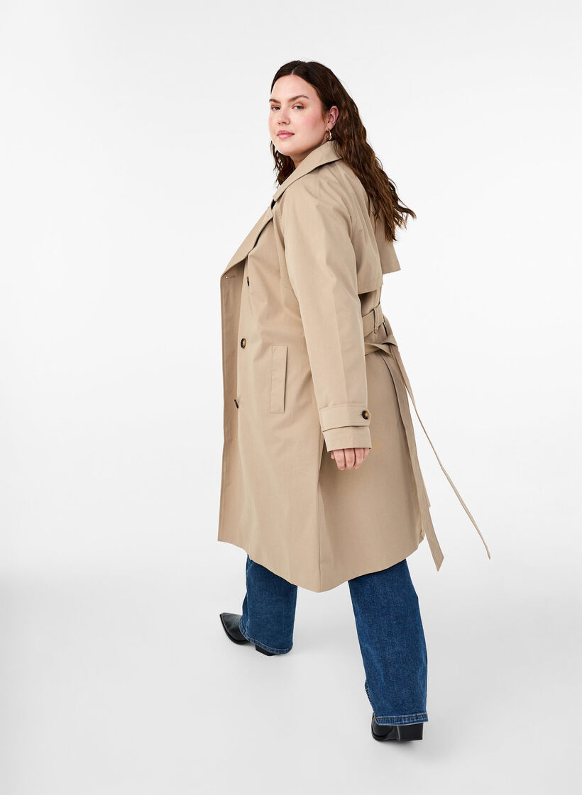 Classic long trench coat with belt, Chinchilla, Model image number 2