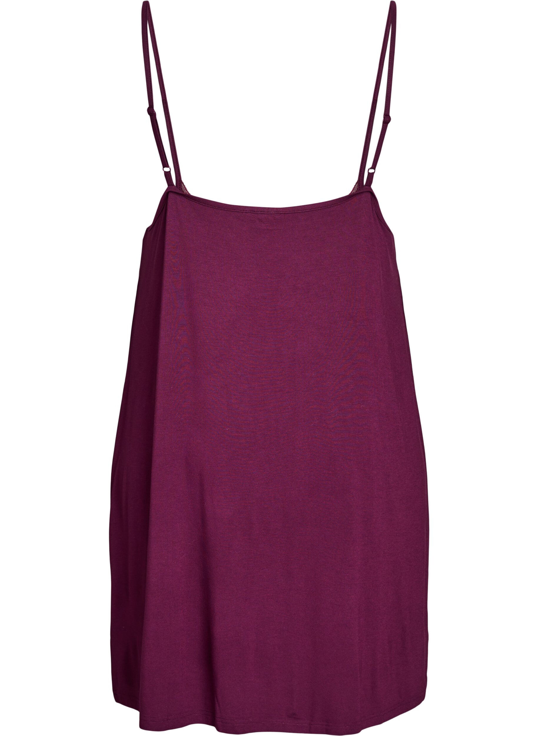ZizzifashionViscose nightgown with lace trim, Dark Bordeaux, Packshot image number 1