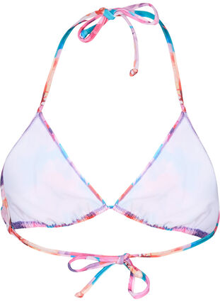Triangle bikini bra with print, Pink Flower, Packshot image number 1