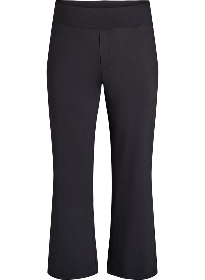 Stylish workout trousers with a slight flare, Black, Packshot