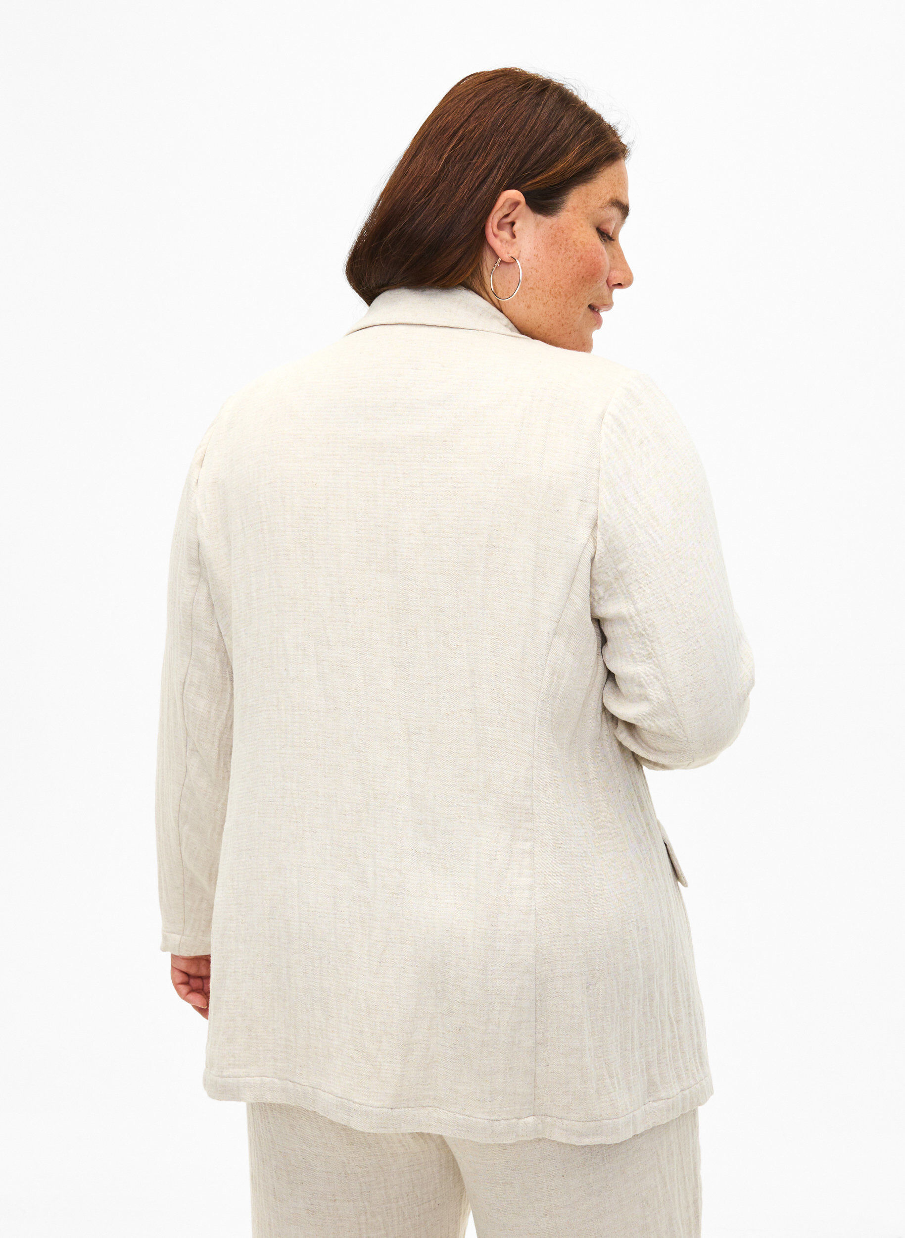 Zizzifashion Blazer in a material blend with linen, Rainy Day, Model image number 1