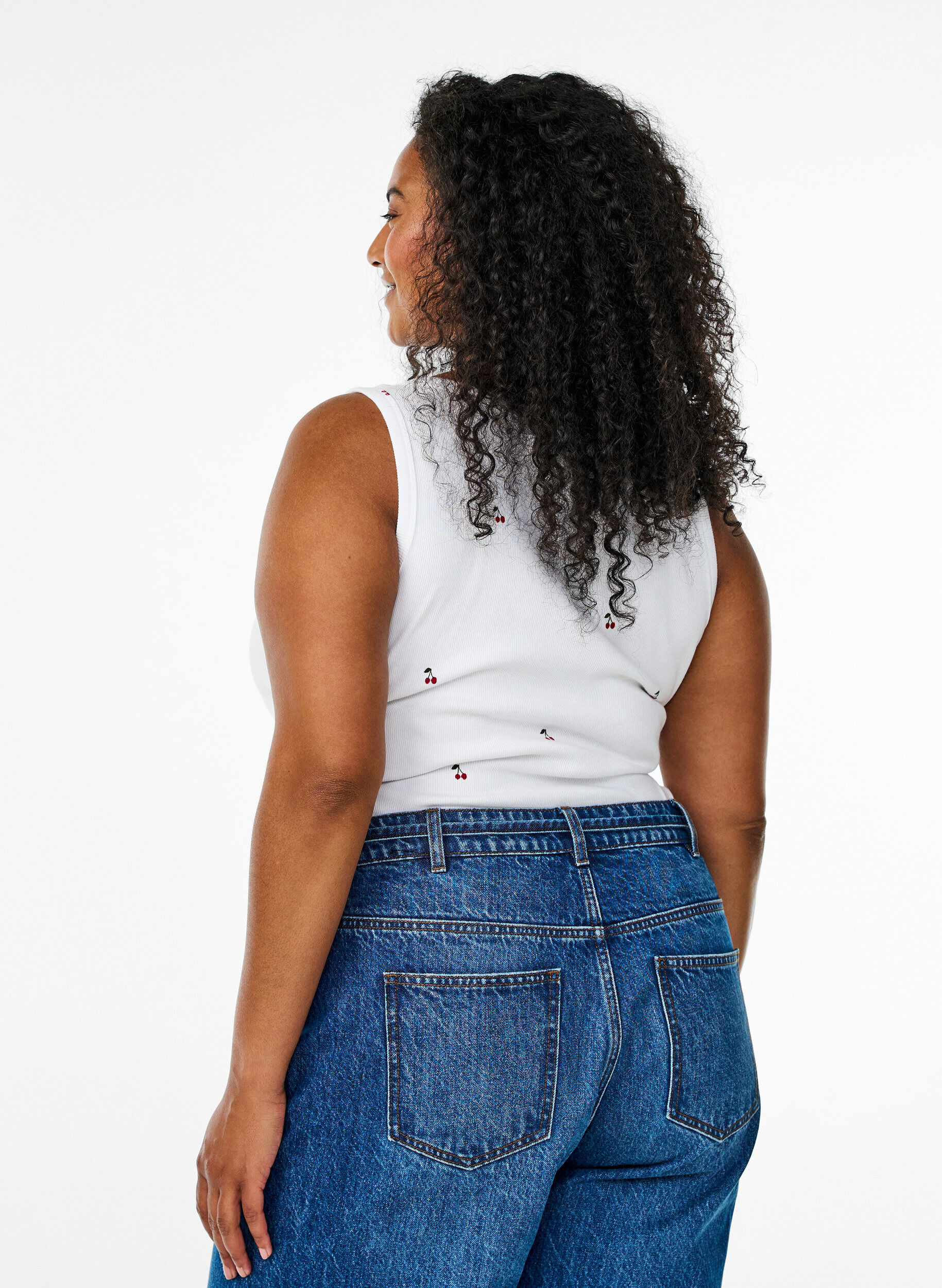 Zizzifashion Fitted top with motif, White, Model image number 2