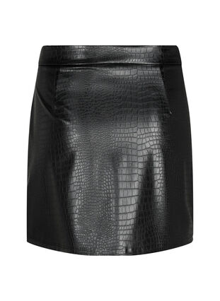 Faux leather skirt with animal print, Black, Packshot image number 1
