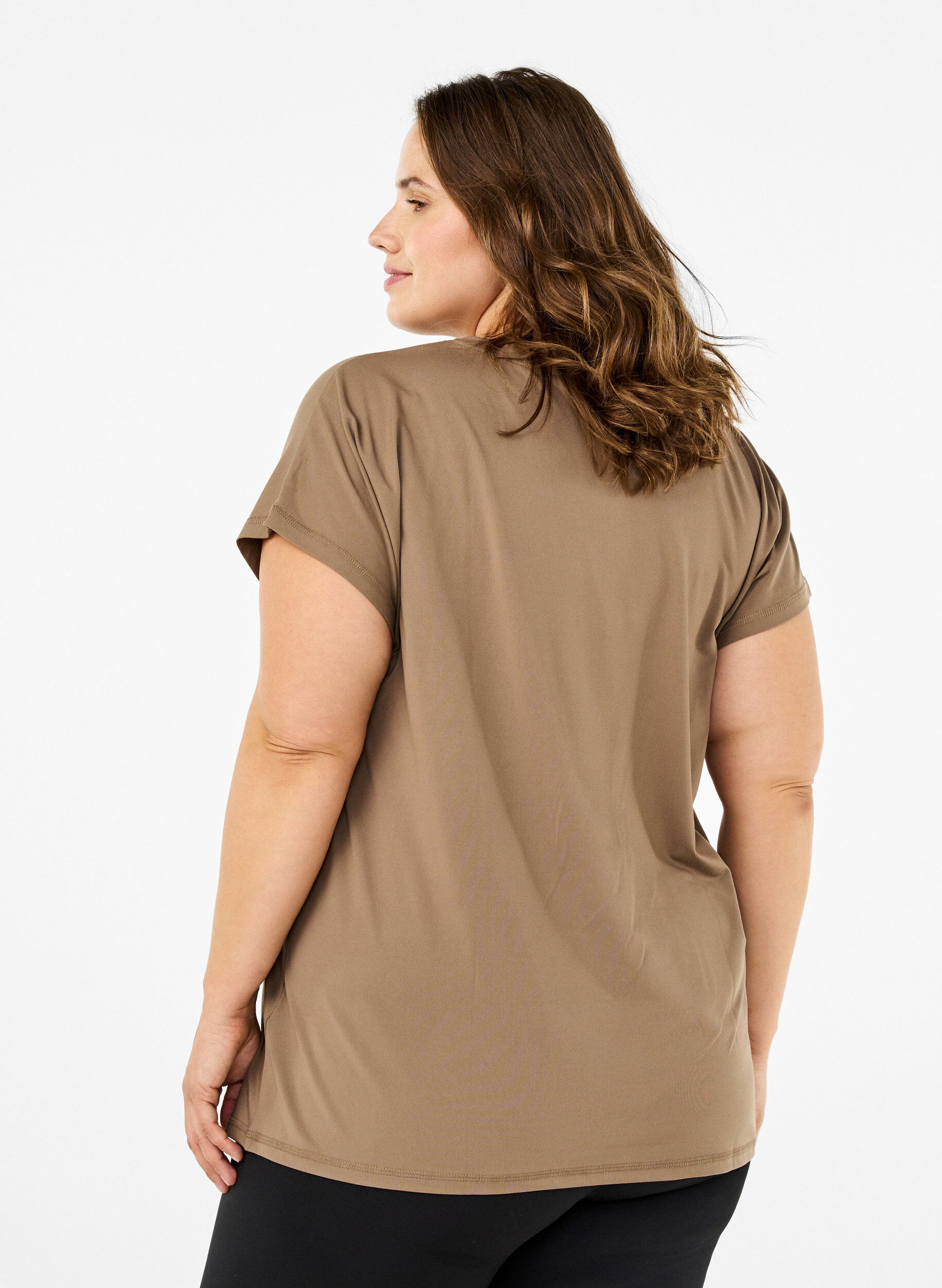 Zizzifashion Solid-coloured workout T-shirt, Beige, Model image number 2