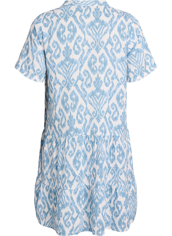 Short A-line dress in cotton muslin, Vanilla, Packshot image number 2