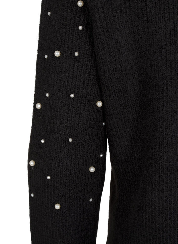 Knitted cardigan with beads, Black White Pearls, Packshot image number 3
