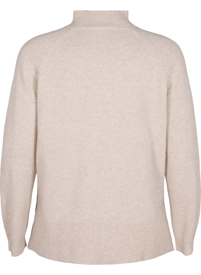 Merino wool turtleneck jumper, Pumice Stone Mel., Packshot image number 1