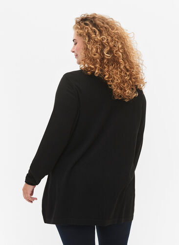 Knitted blouse in cotton-viscose blend, Black, Model image number 1