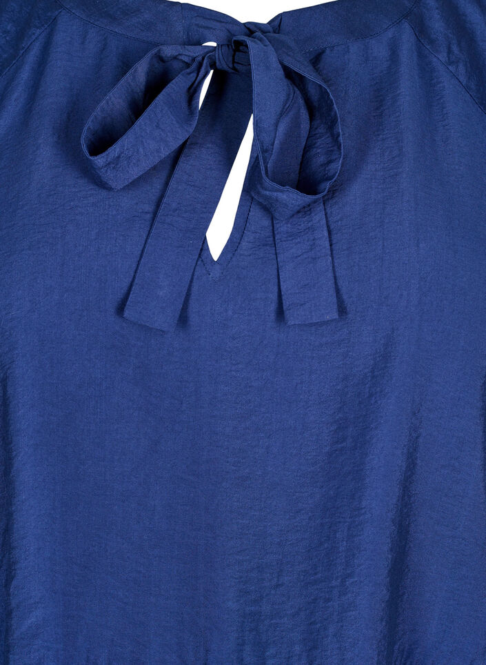 Blouse with bow and long sleeves, Blue, Packshot image number 2