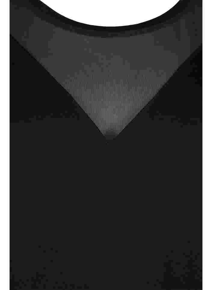 Long-sleeved viscose workout top with mesh, Black, Packshot image number 2