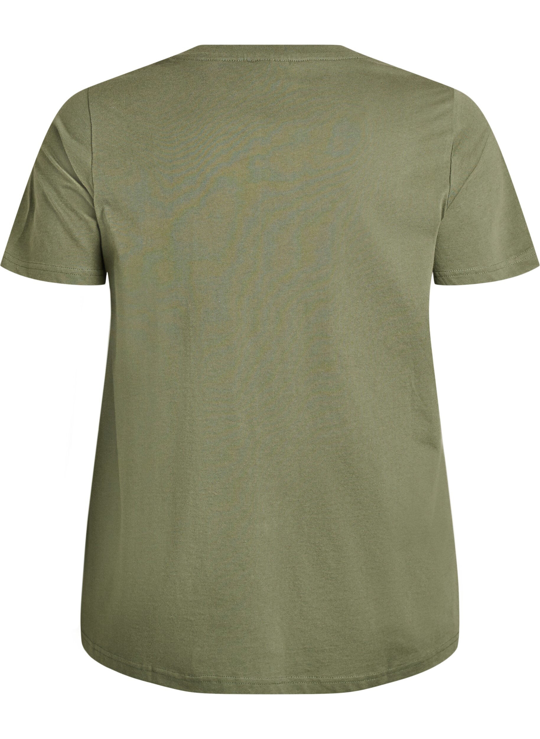 Zizzifashion Cotton t-shirt with decorative front detail, Green, Packshot image number 1