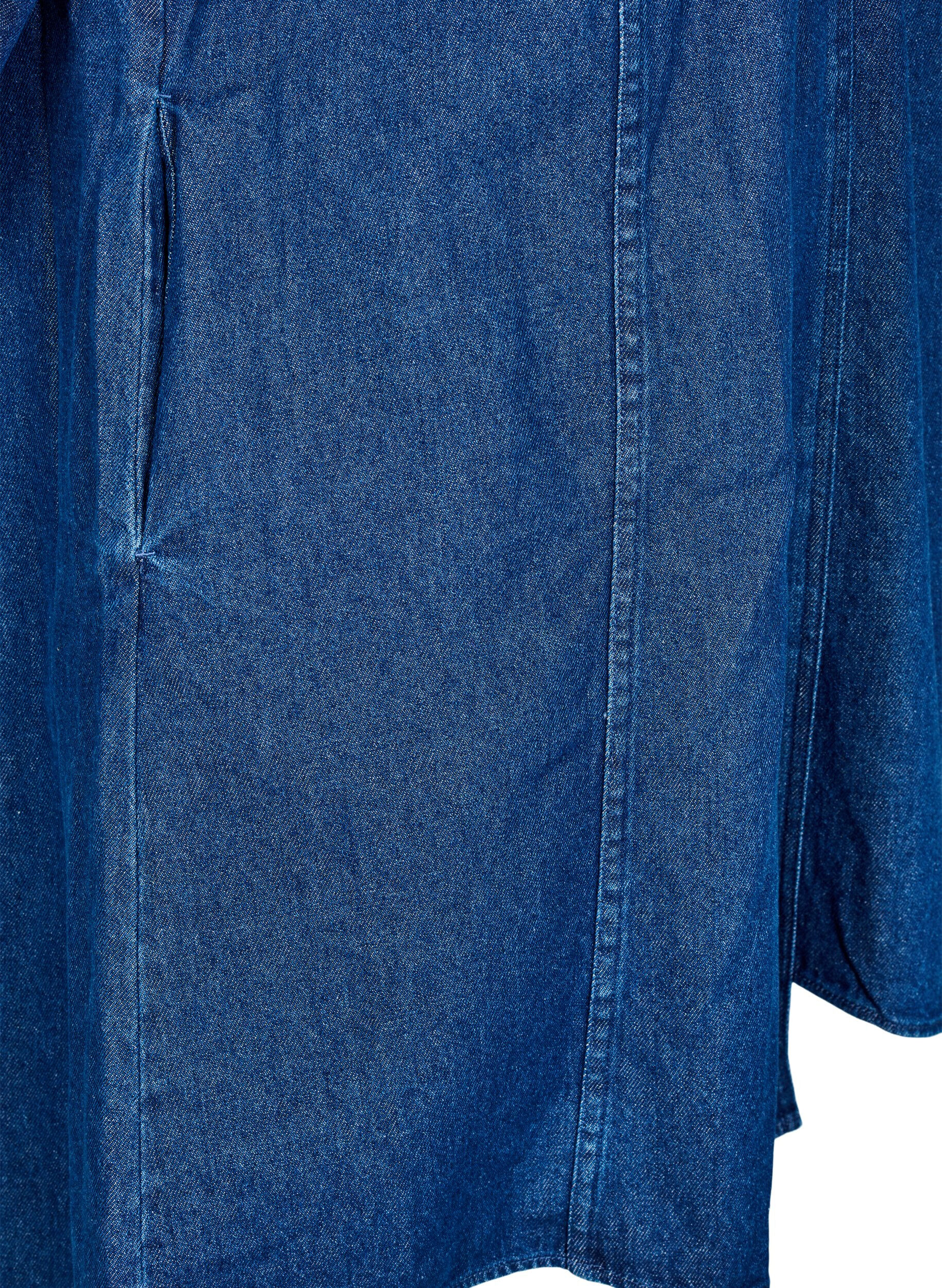 ZizzifashionShort denim dress with 3/4 sleeves, Blue, Packshot image number 3
