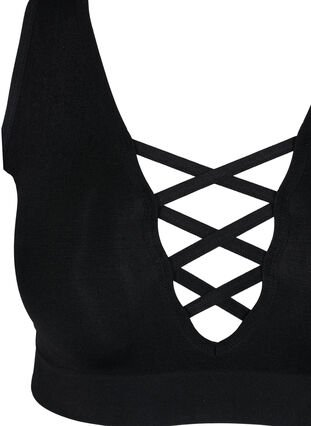 Seamless bra with string details, Black, Packshot image number 2