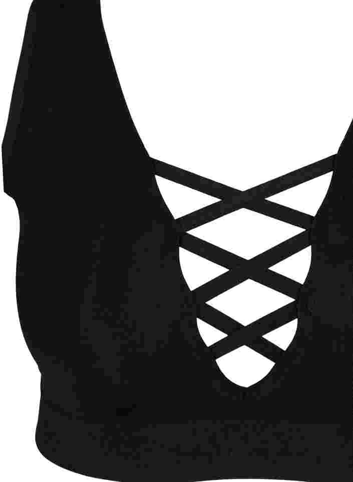 Seamless bra with string details, Black, Packshot image number 2