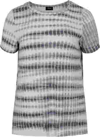 Short-sleeved viscose t-shirt with tie-dye print