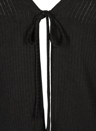 Ribbed cardigan with tie-string, Black, Packshot image number 2