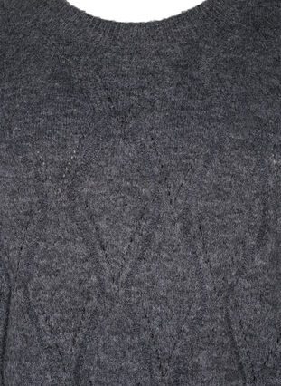 Knitted pullover with hole pattern, Dark Grey Melange, Packshot image number 2