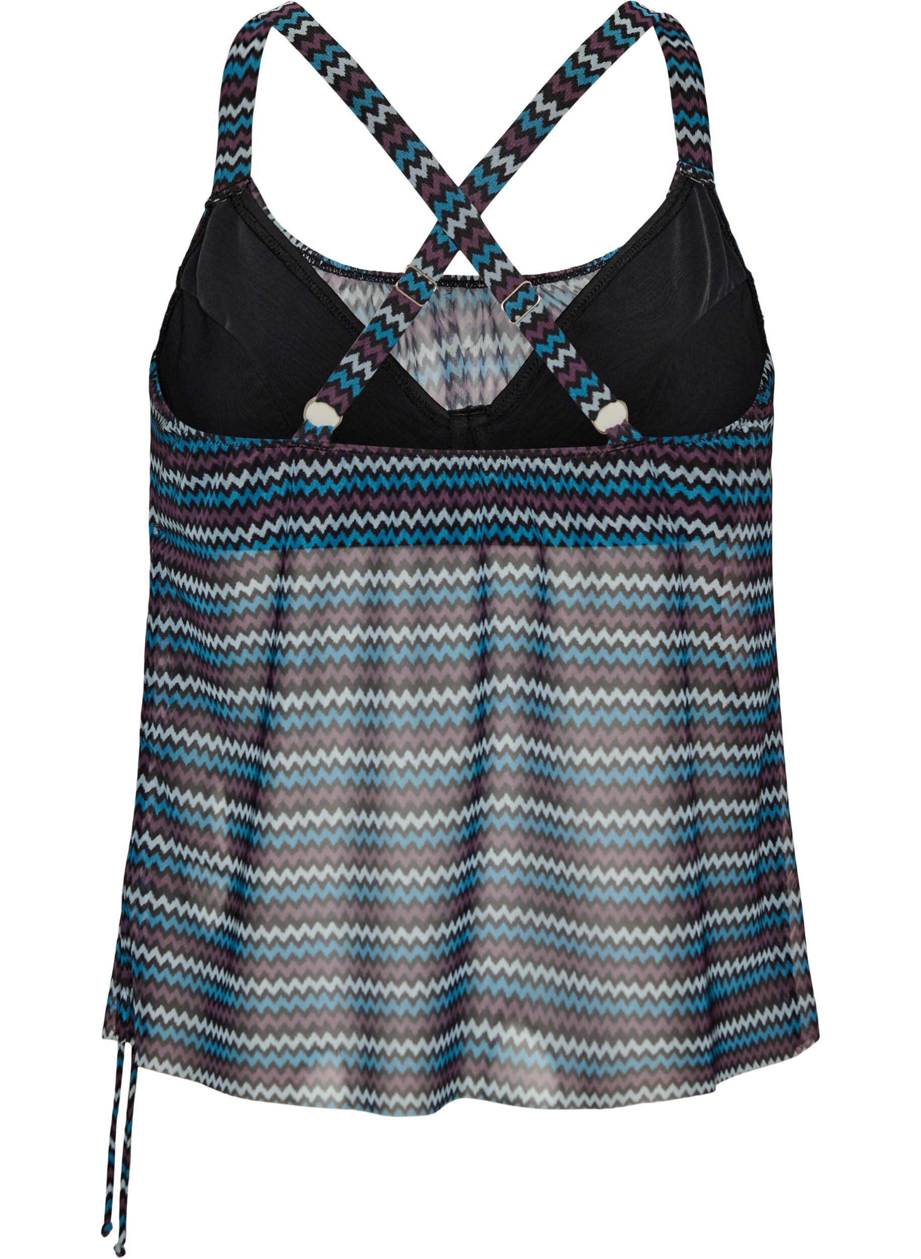 ZizzifashionPatterned tankini top with underwire and criss-cross straps, Blue, Packshot image number 1