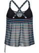 Patterned tankini top with underwire and criss-cross straps, Blue, Packshot image number 1