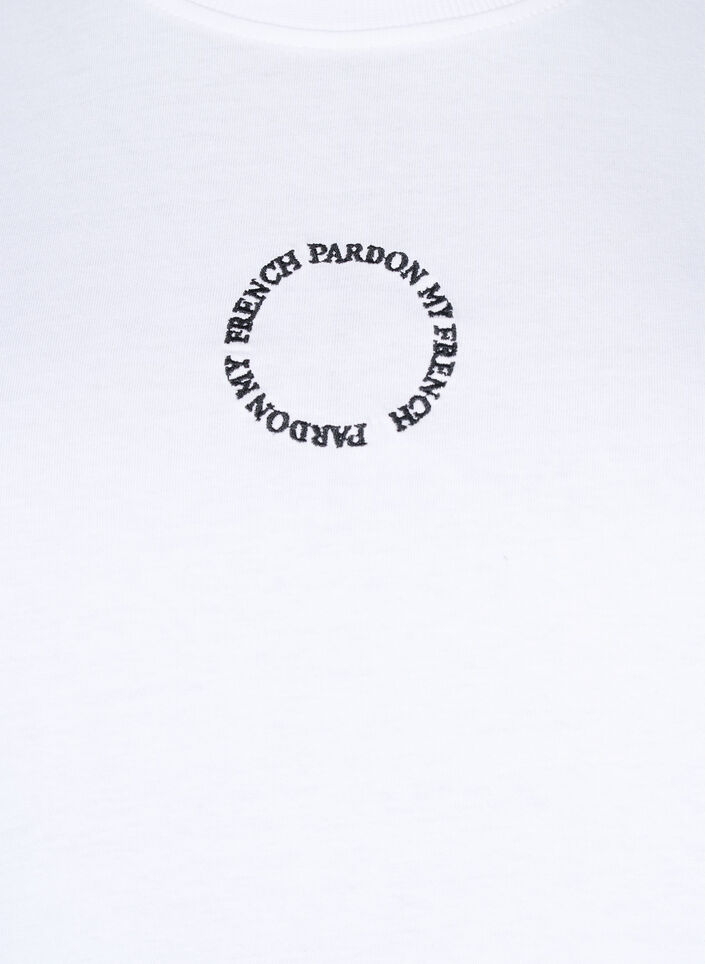 Cotton T-shirt with embroidery detail, White, Packshot image number 2