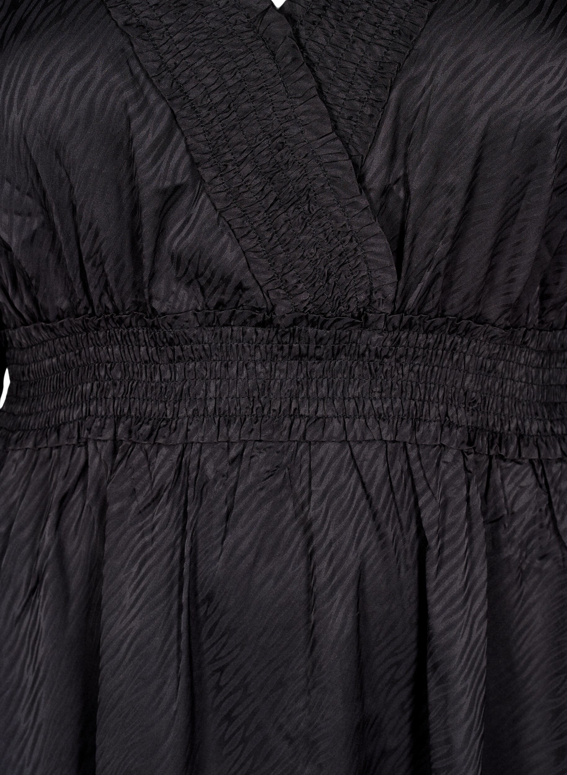 Zizzifashion Short dress with smock detailing, Black, Packshot image number 2