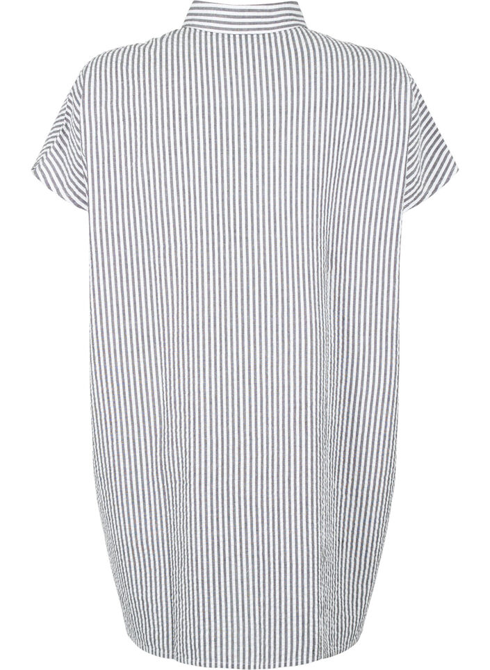 Long striped cotton shirt, Black, Packshot image number 1