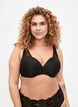 Moulded bra with lace, Black, Model image number 0