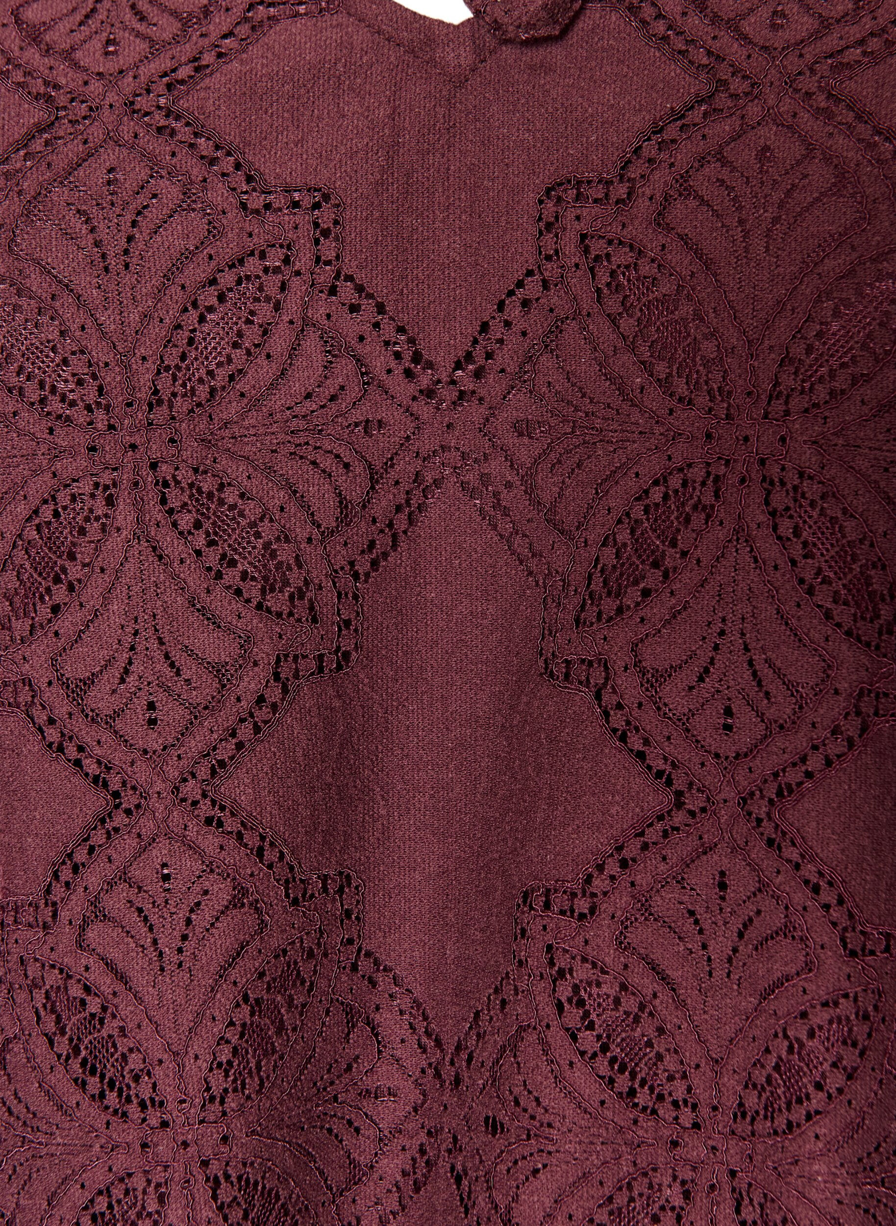 ZizzifashionLong-sleeved blouse with lace pattern, Dark Bordeaux, Packshot image number 2