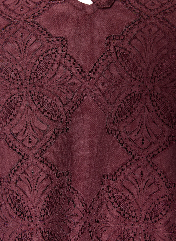 Long-sleeved blouse with lace pattern, Dark Bordeaux, Packshot image number 2