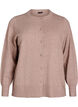 Cardigan with round neck and fabric-covered buttons, Beige, Packshot image number 0