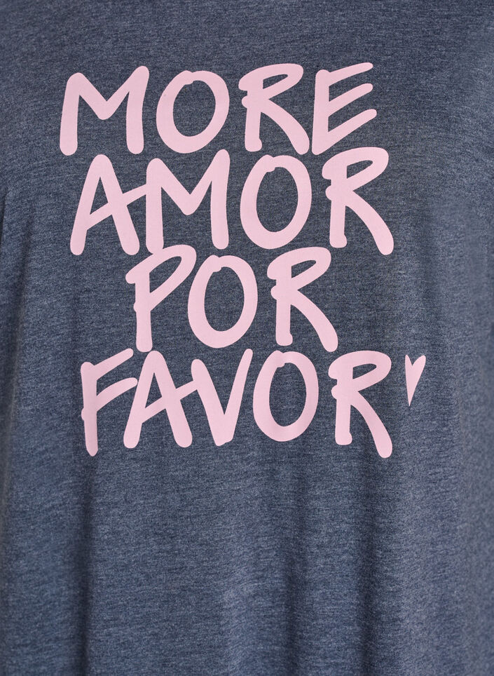 Short sleeve nightgown with text print, Grey, Packshot image number 2