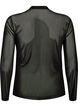 Fitted mesh blouse with long sleeves, Black, Packshot image number 1