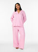 Loose seersucker pyjama trousers with high waist, Pink, Model image number 0