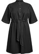 Short shirt dress with contrast stitching and tie belt, Black, Packshot image number 0