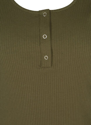 Top with a round neck in ribbed fabric, Ivy Green, Packshot image number 2