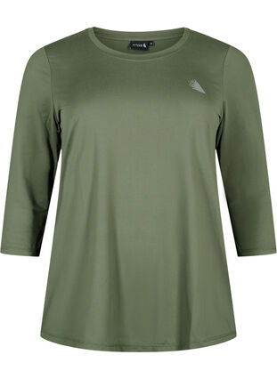 Workout top with 3/4 sleeves, Thyme, Packshot image number 0
