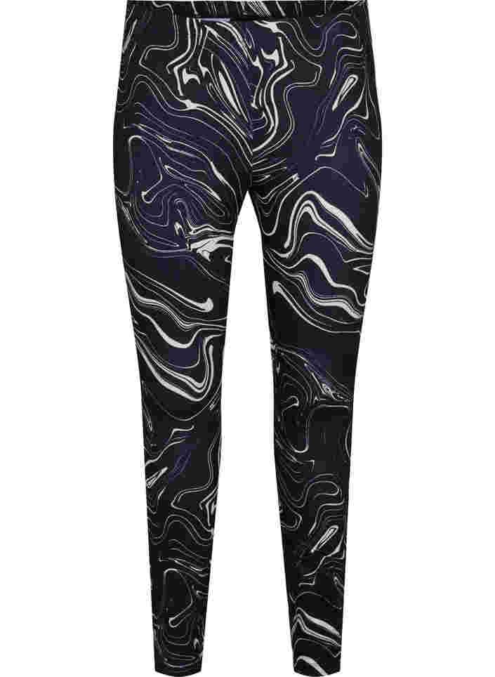 Printed leggings, Black Swirl AOP, Packshot image number 0