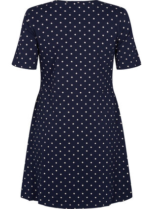 Solid cotton dress with short sleeves, Night Sky Dot, Packshot image number 1