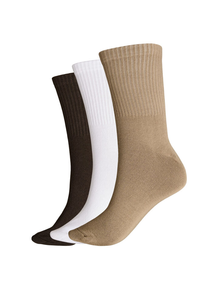 3-pack of sports socks with logo, Brown, Packshot image number 1