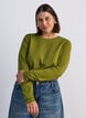 Long-sleeved basic T-shirt with a round neck, Green, Model image number 0
