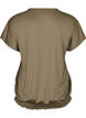 Jersey blouse with textured stripes and a smocked hem, Brown, Packshot image number 1