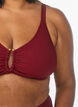 Textured bikini top with gold detail, Red, Model image number 3